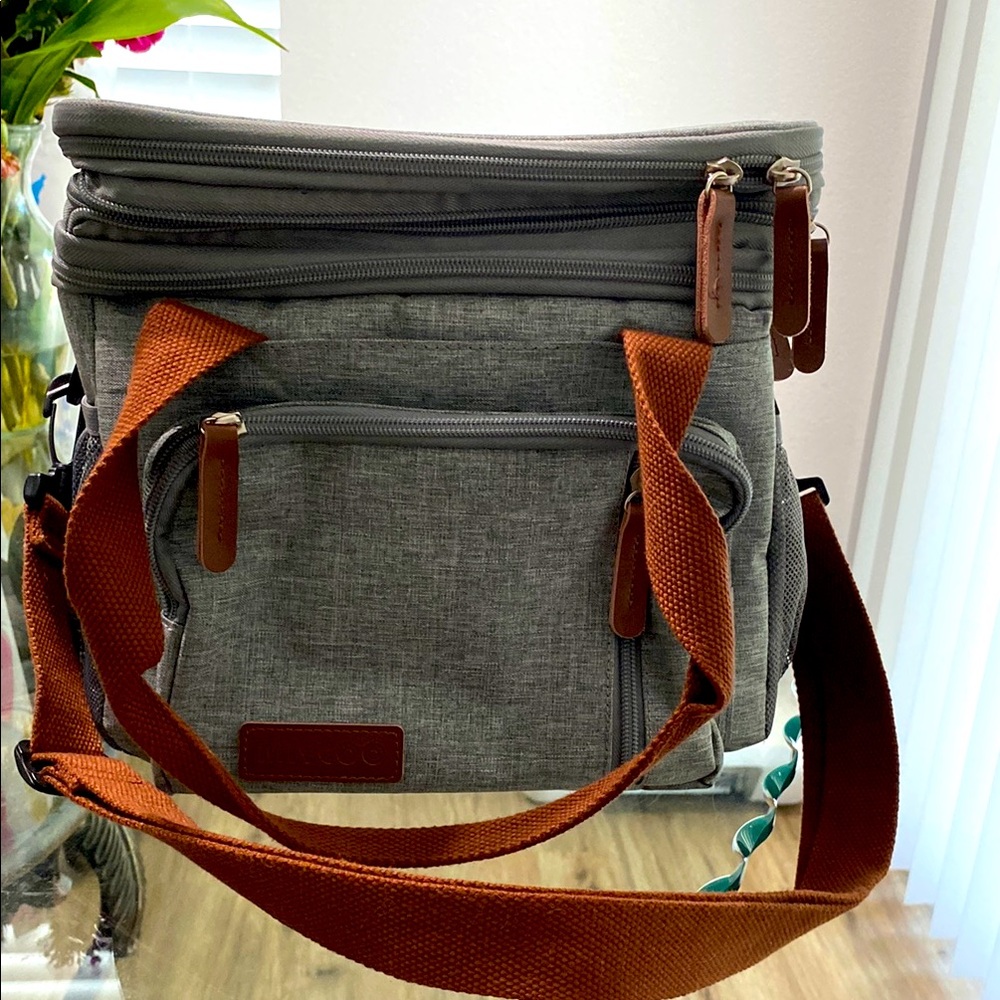 Gray and Brown Messenger Lunch Box